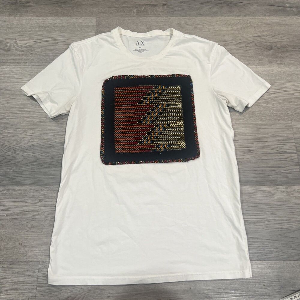 A/X Armani Exchange Geometric Square Patch Short Sleeve Shirt Size XXL